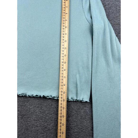 American Eagle Light Blue Ribbed Long‎ Sleeve Crop Top Size XL - Picture 5 of 5